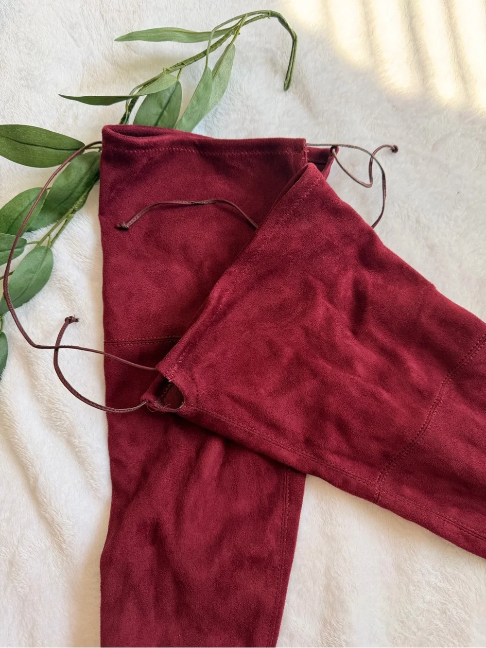 Over-the-Knee Block Heel Boots in Burgundy